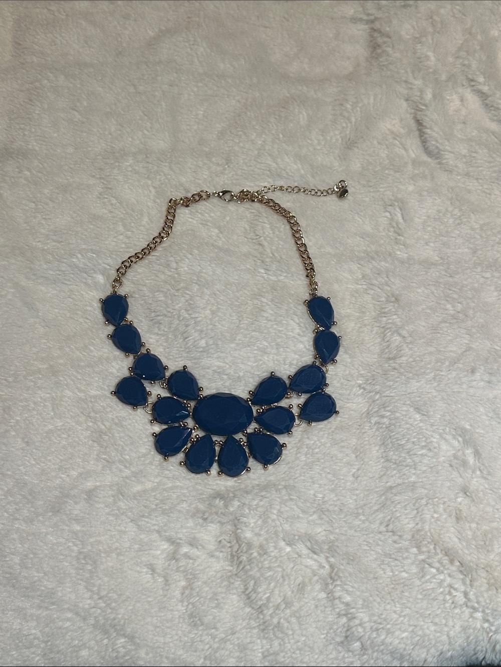 Francesca's Collections Navy Blue Teardrop Bib Necklace